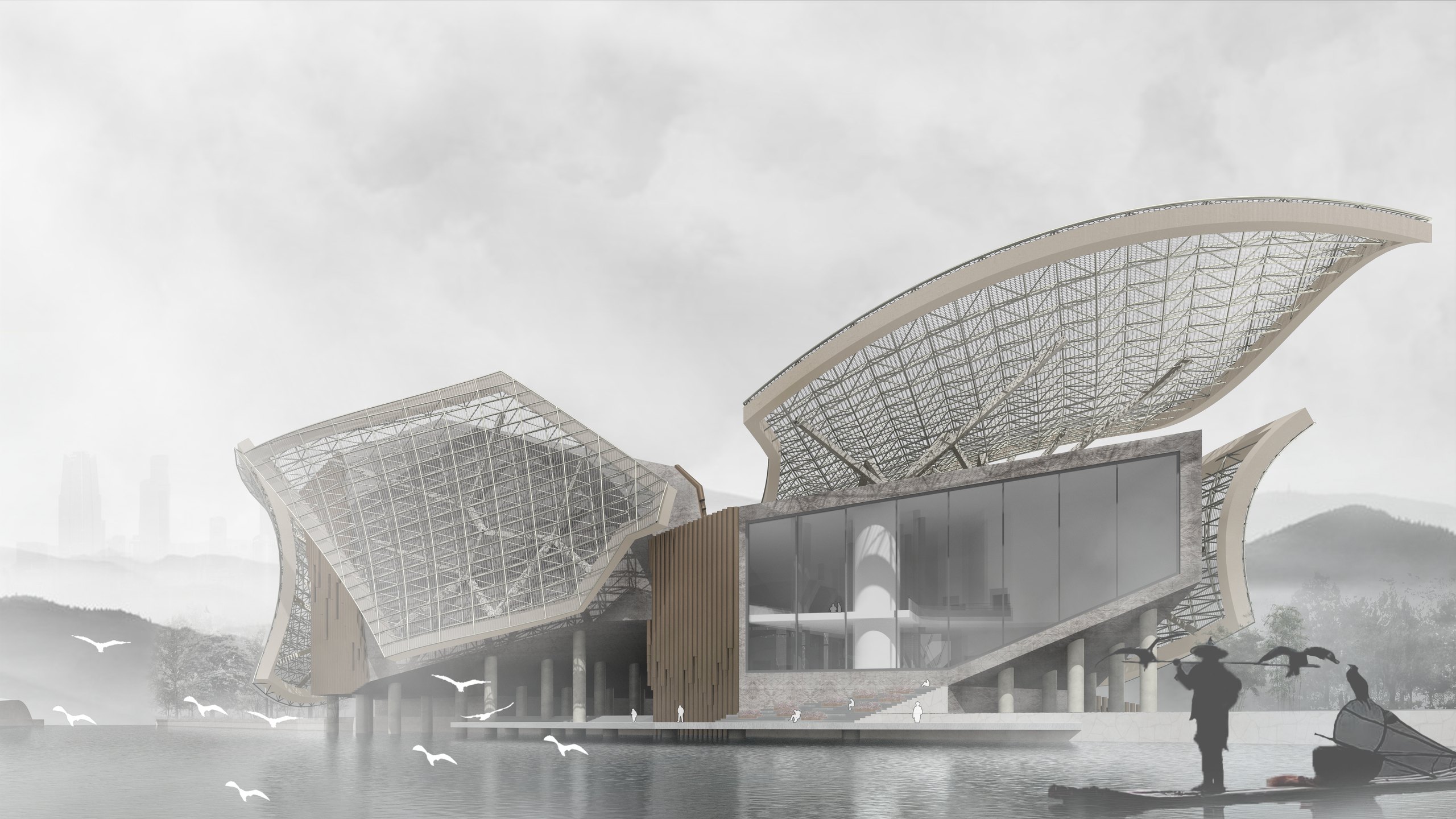 建筑作品集封面建筑渲染图